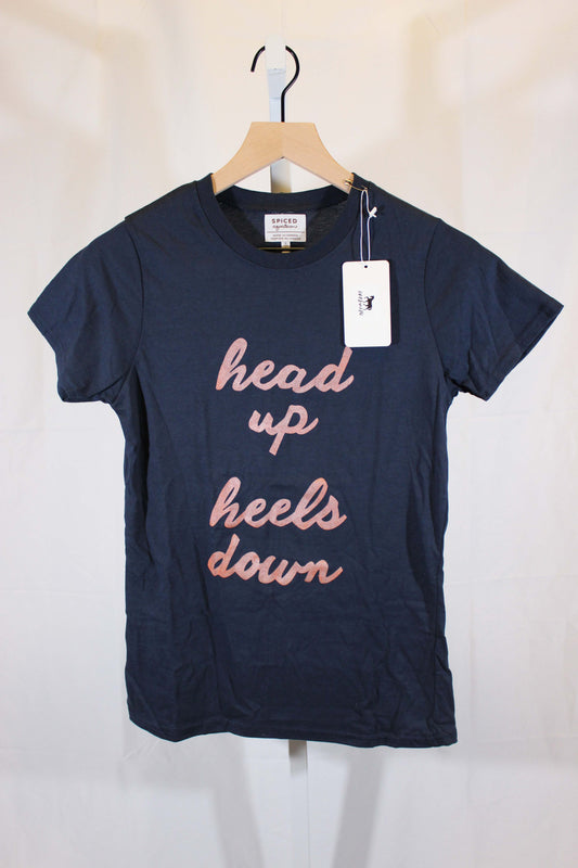 Spiced Equestrian T-Shirt "Head Up, Heels Down"- 14A - Well Loved EQ